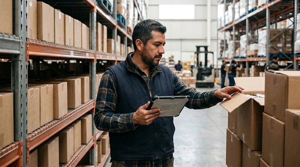 Persona trabajando en inventario